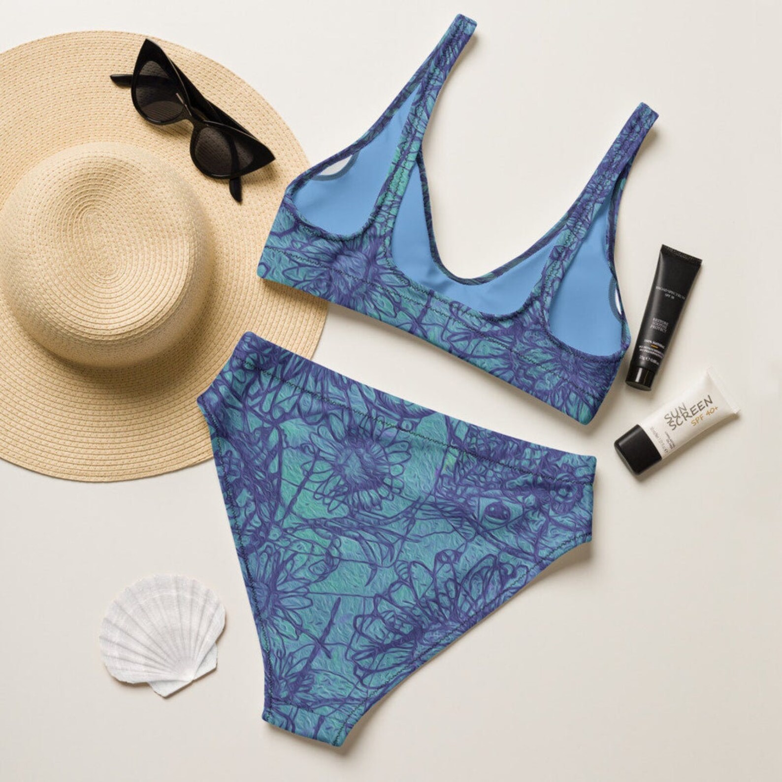 Recycled Material Bikini Swimwear Highwaisted Bikini Etsy