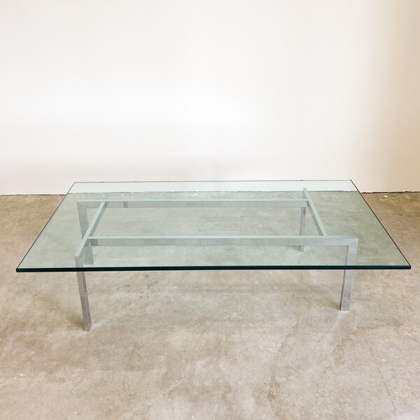 Vintage 70er MCM Chrom und Glas Couchtisch Retro Mid Century Modern