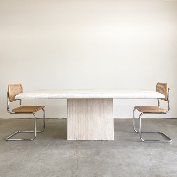 Vintage Bullnose Travertine Marble Rectangle Dining Table Etsy