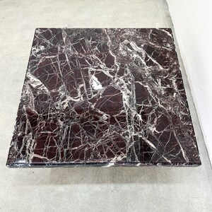 Vintage Square Burgundy Marble Stone Coffee Table Marble Postmodern MCM ...