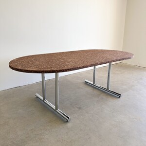 Vintage Cork And Chrome Oval Dining Table Conference Table Desk MCM Minimalist Retro Burlwood 70s 80s Postmodern image 8