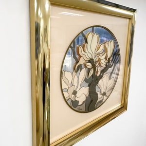 Vintage Brass Flower Art Mirror Postmodern MCM Retro Art Deco 60s 70s 80s image 3