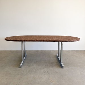 Vintage Cork And Chrome Oval Dining Table Conference Table Desk MCM Minimalist Retro Burlwood 70s 80s Postmodern image 3