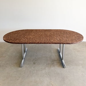 Vintage Cork And Chrome Oval Dining Table Conference Table Desk MCM Minimalist Retro Burlwood 70s 80s Postmodern image 6