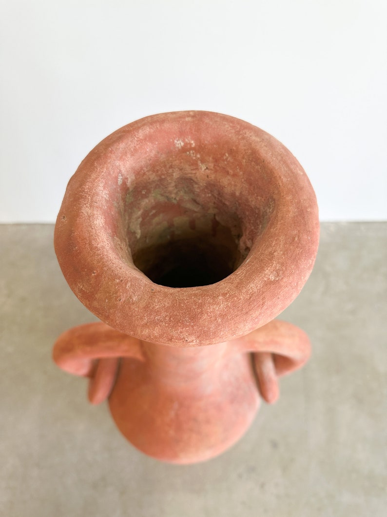 Vintage Terracotta Extra Large Vessel Floor Vase With Rings Postmodern MCM Retro 70s 80s image 9