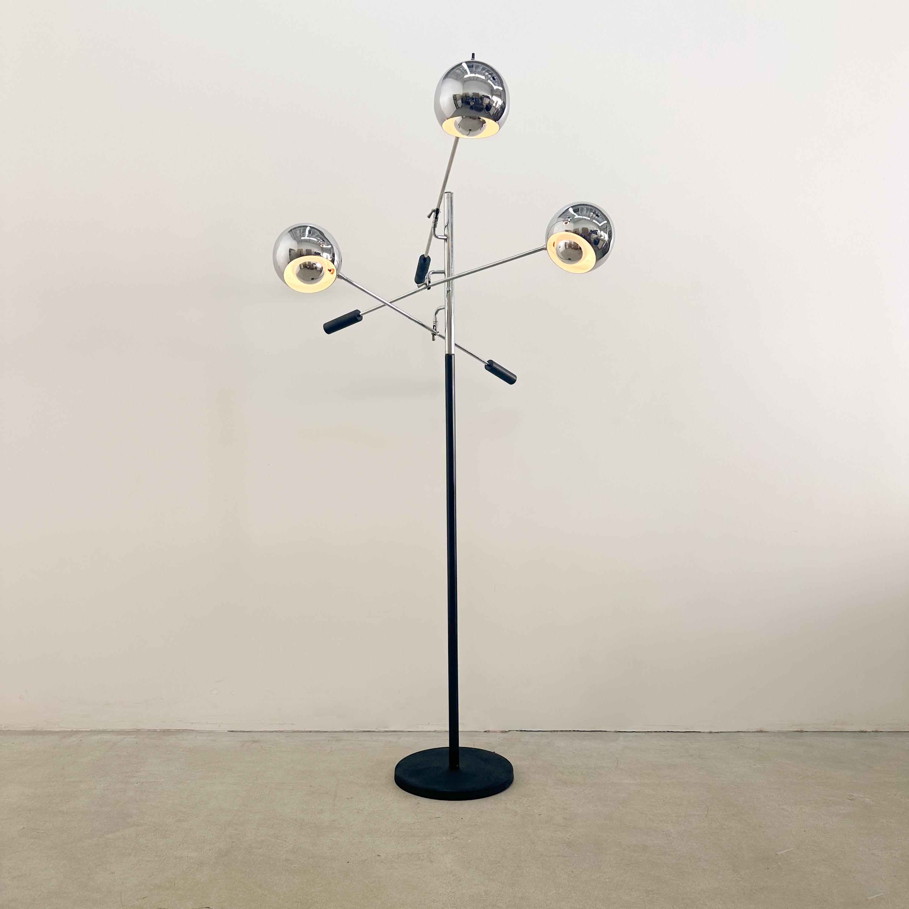 Vintage Robert Sonneman Triennale Orbiter Chrome Floor Lamp - 1970s MCM Retro Adjustable Lighting