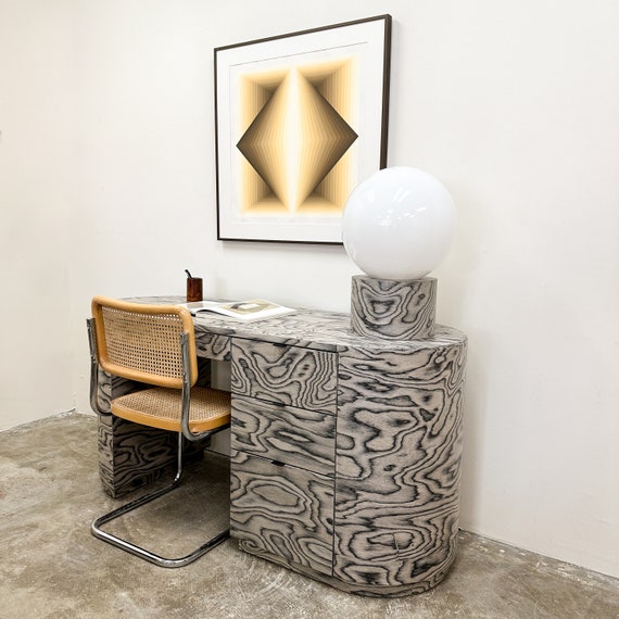 Vintage 1980s Postmodern Desk in Ettore Sottsass ALPI Veneer - Etsy