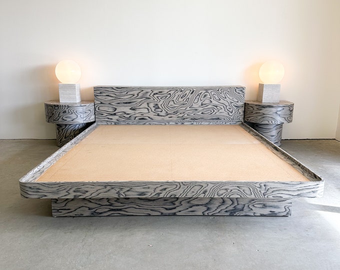 Vintage Cork Platform Bed & Headboard Postmodern MCM Retro 70s 80s ...