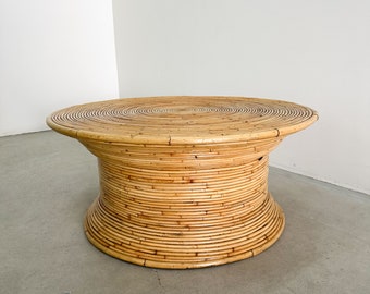 Vintage Coastal Pencil Reed Coffee Table Rattan Bamboo