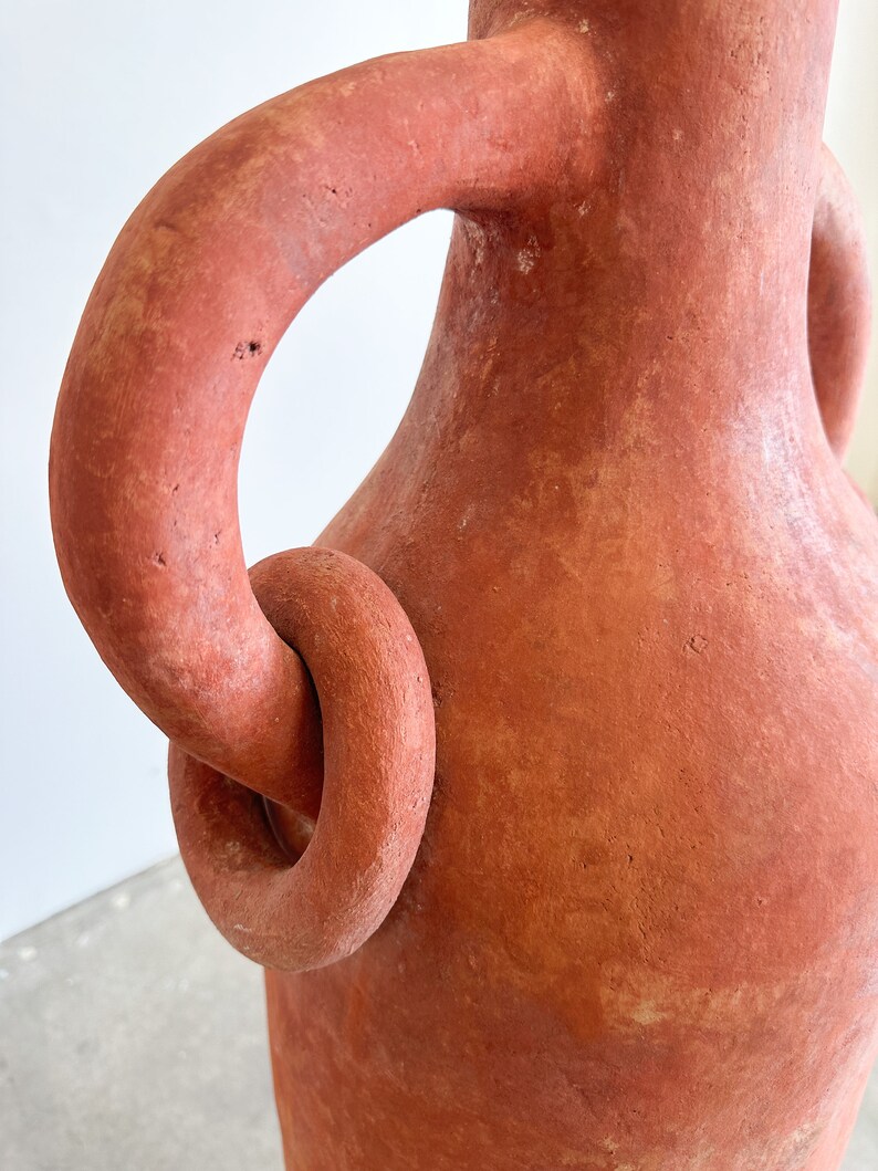 Vintage Terracotta Extra Large Vessel Floor Vase With Rings Postmodern MCM Retro 70s 80s image 8