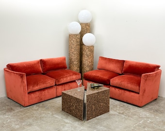 Vintage 70s Modular Sofa Sectional Sofa Burnt Orange MCM Retro Postmodern 80s