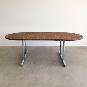 Vintage Cork And Chrome Oval Dining Table Conference Table Desk MCM Minimalist Retro Burlwood 70s 80s Postmodern image 4