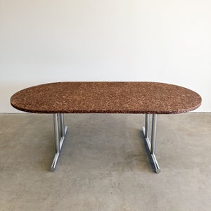 Vintage Cork And Chrome Oval Dining Table Conference Table Desk MCM Minimalist Retro Burlwood 70s 80s Postmodern image 5