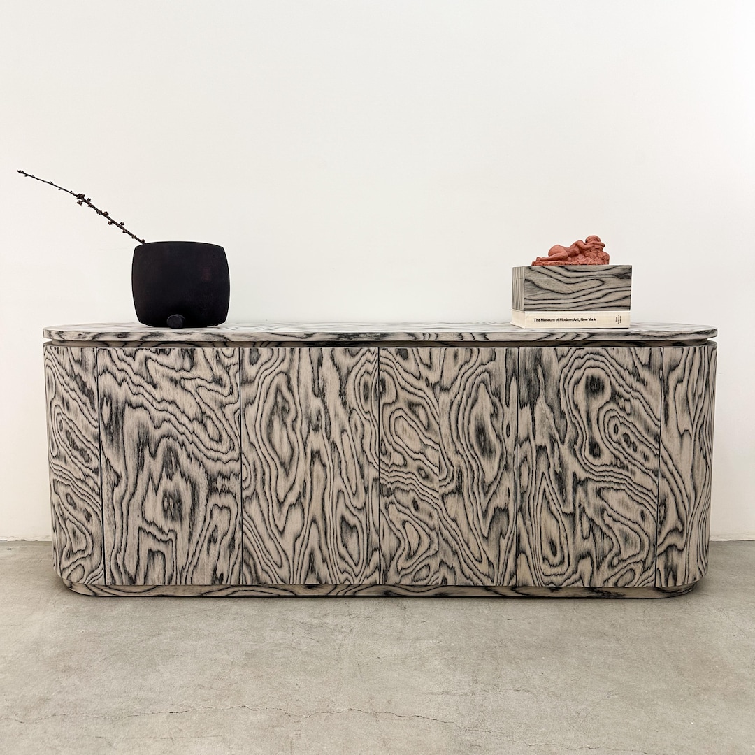 Vintage 1980s Ettore Sottsass ALPI Veneer Credenza – Postmodern