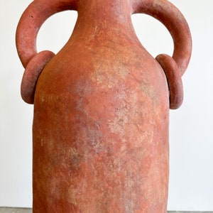 Vintage Terracotta Extra Large Vessel Floor Vase With Rings Postmodern MCM Retro 70s 80s image 7