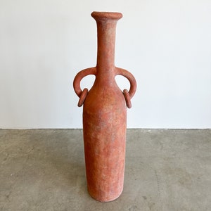 Vintage Terracotta Extra Large Vessel Floor Vase With Rings Postmodern MCM Retro 70s 80s image 2