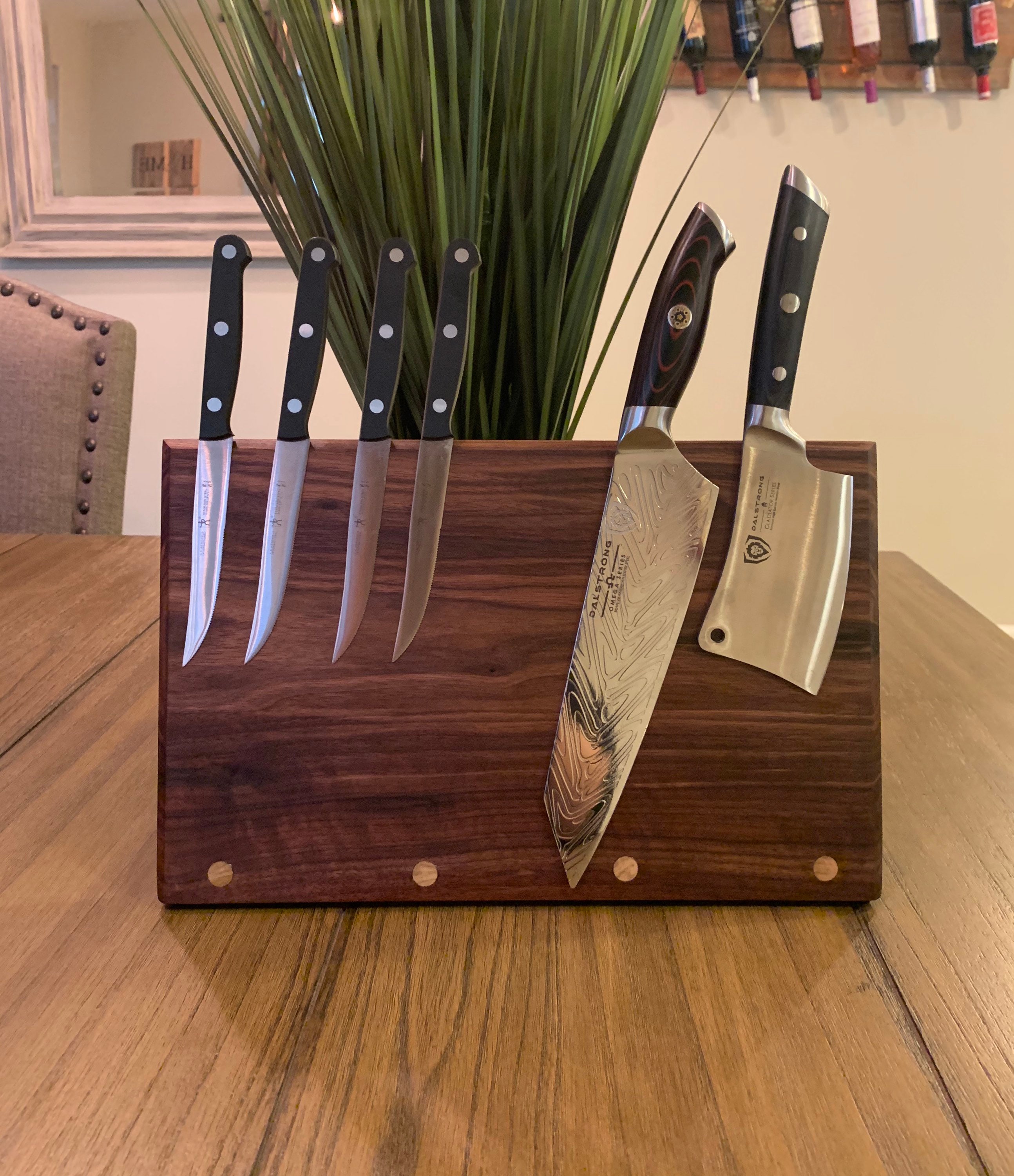 Walnut Magnetic Knife Block Large for Steak Knives -  UK