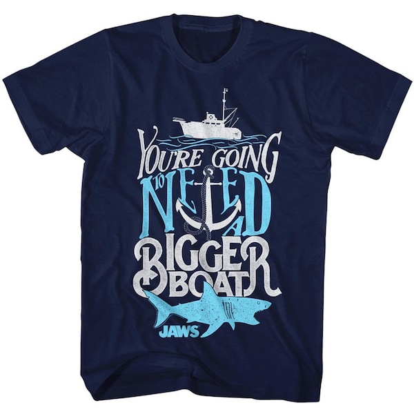 Jaws You're Going to Need a Bigger Boat Typography Navy Blue Shirts