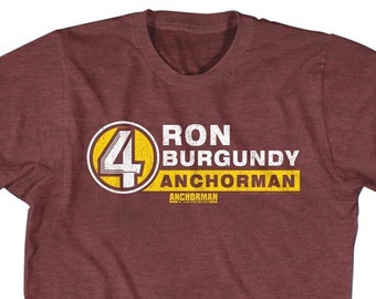 Anchorman Ron Burgundy Channel 4 News Heather Maroon Shirts