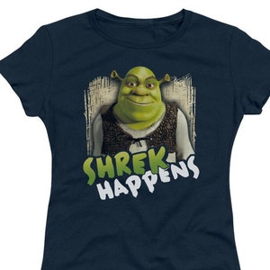 Shrek Happens Juniors and Women Navy Blue Shirts