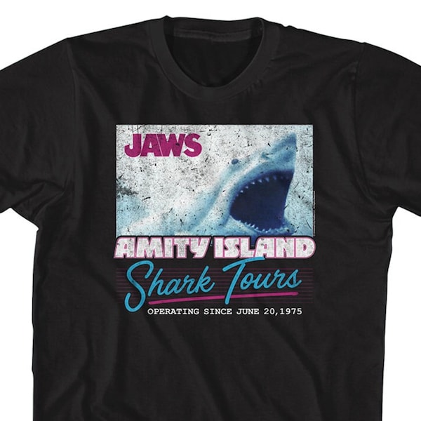 Jaws Amity Island Shark Tours Black Shirts