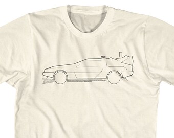 Back To The Future DeLorean Car Outline Natural Shirts