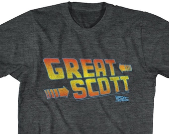 Back To The Future Great Scott Logo Charcoal Heather Gray Shirts