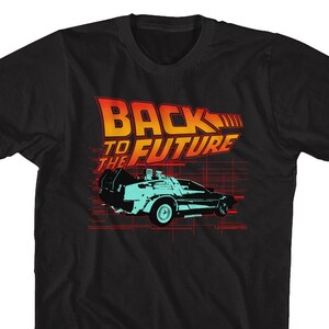 Back To The Future Digital Orange Logo Black Shirts