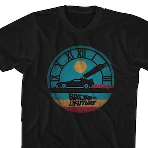 Back To The Future Circular Clock Tower Logo Adult Black Shirts