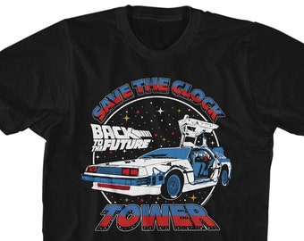 Back To The Future Save The Clock Tower Black Shirts
