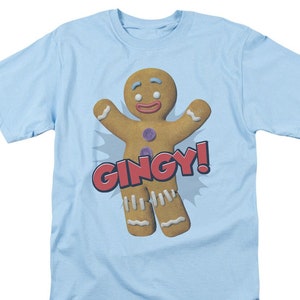 Shrek Gingy The Gingerbread Man Light Blue Shirts