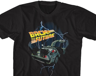 Back To The Future Logo with Lightning Black Shirts