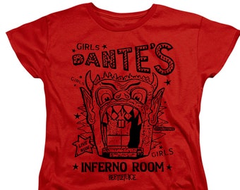 Beetlejuice Dantes Inferno Room Juniors and Women Red Shirts