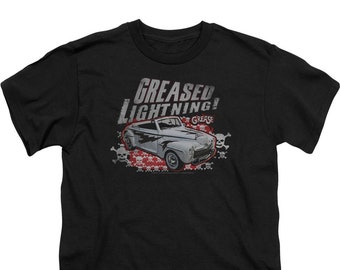 Grease Greased Lightning Youth Black Shirts
