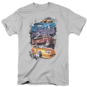 Fast and Furious Street Cars Collage Silver Shirts
