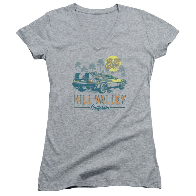 Back to the Future 1985 Hill Valley Juniors and Women Athletic Heather Shirts