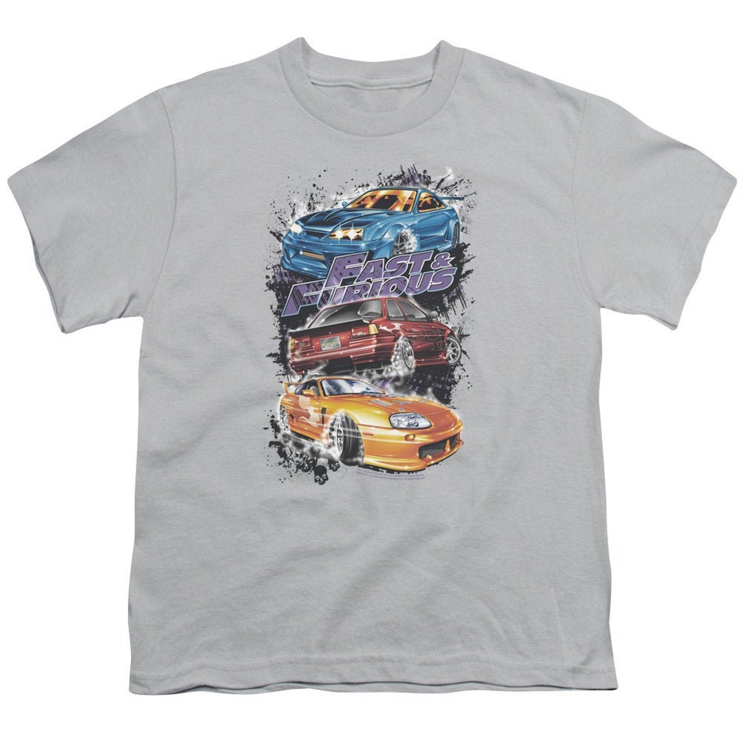 Fast and Furious Street Cars Collage Youth Silver Shirt - Etsy