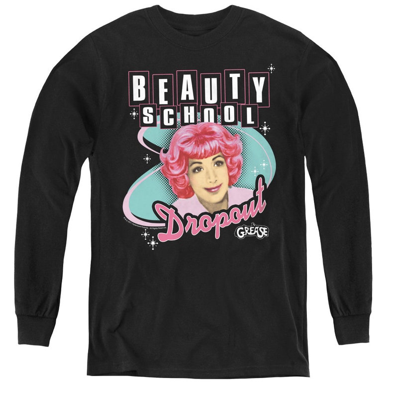Grease Frenchy Beauty School Dropout Youth Black Shirts Kids Long Sleeve