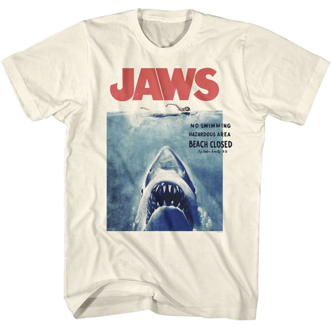 Jaws Club No Swimming Hazardous Area Beach Closed Natural Shirt Etsy