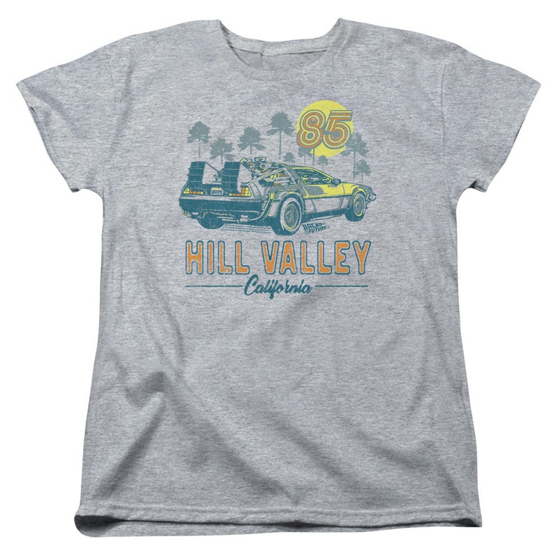 Back to the Future 1985 Hill Valley Juniors and Women Athletic Heather Shirts
