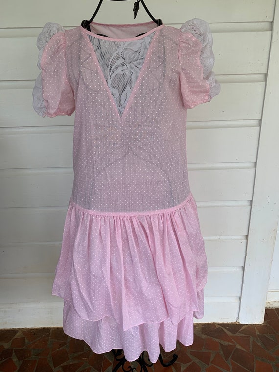 Vintage 80's Lace and Polka Dot Party Dress | Vint