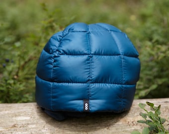 Goose Down Beanie, Blue Hat, Ultralight, Hiking, Outdoor, Winter Puffy Hat, Warm