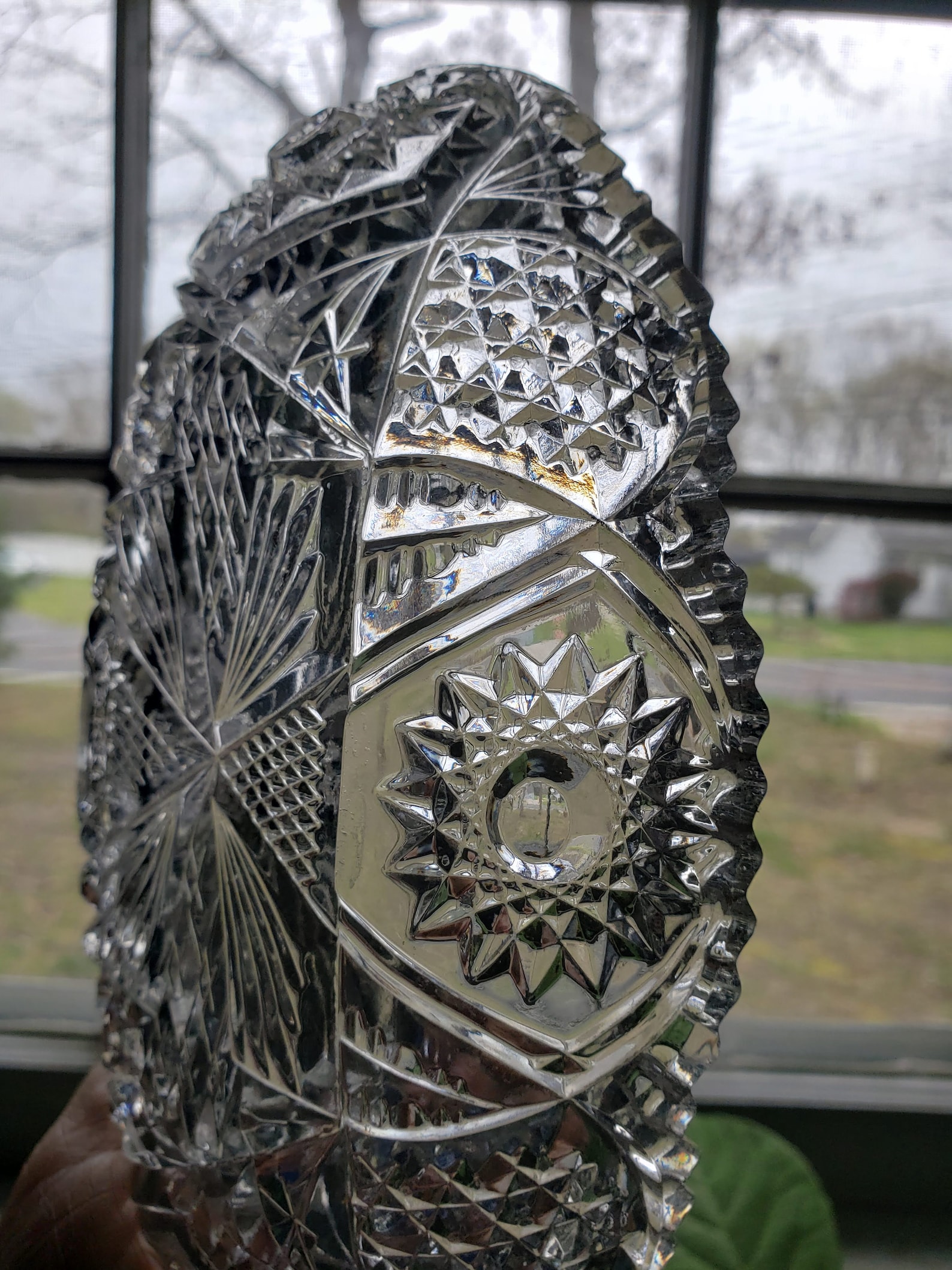 Antique Glass 16pt Hobstar Pattern Sawtooth Dish Etsy