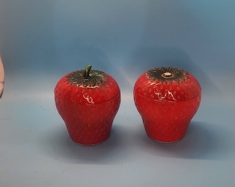 Strawberries, Hazel Atlas, 1940, Painted, Milk glass, Jam / Jelly Jar
