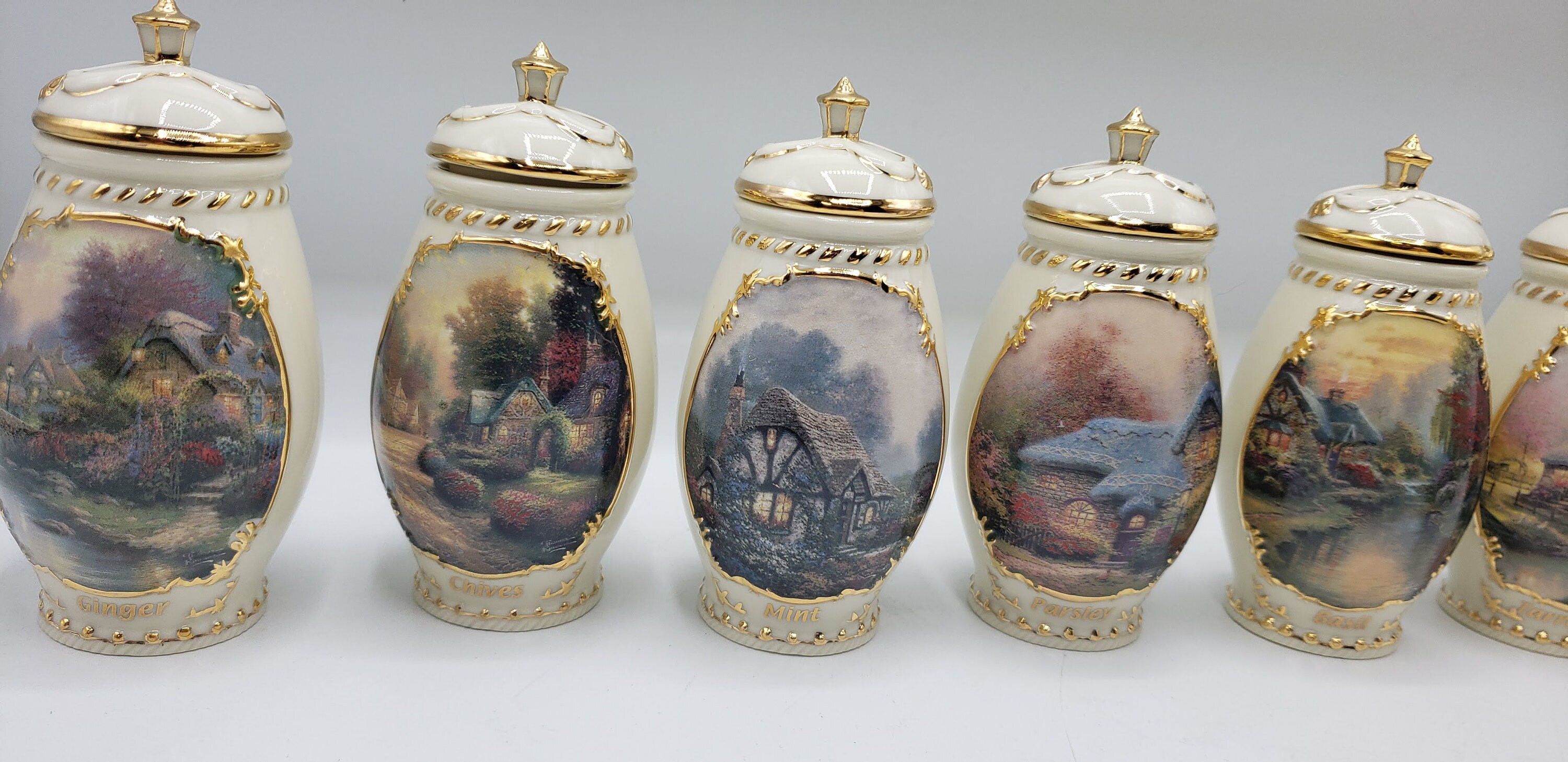 9 Thomas Kincaid Spice Jars 9 Thomas Kincaid Spice Jars