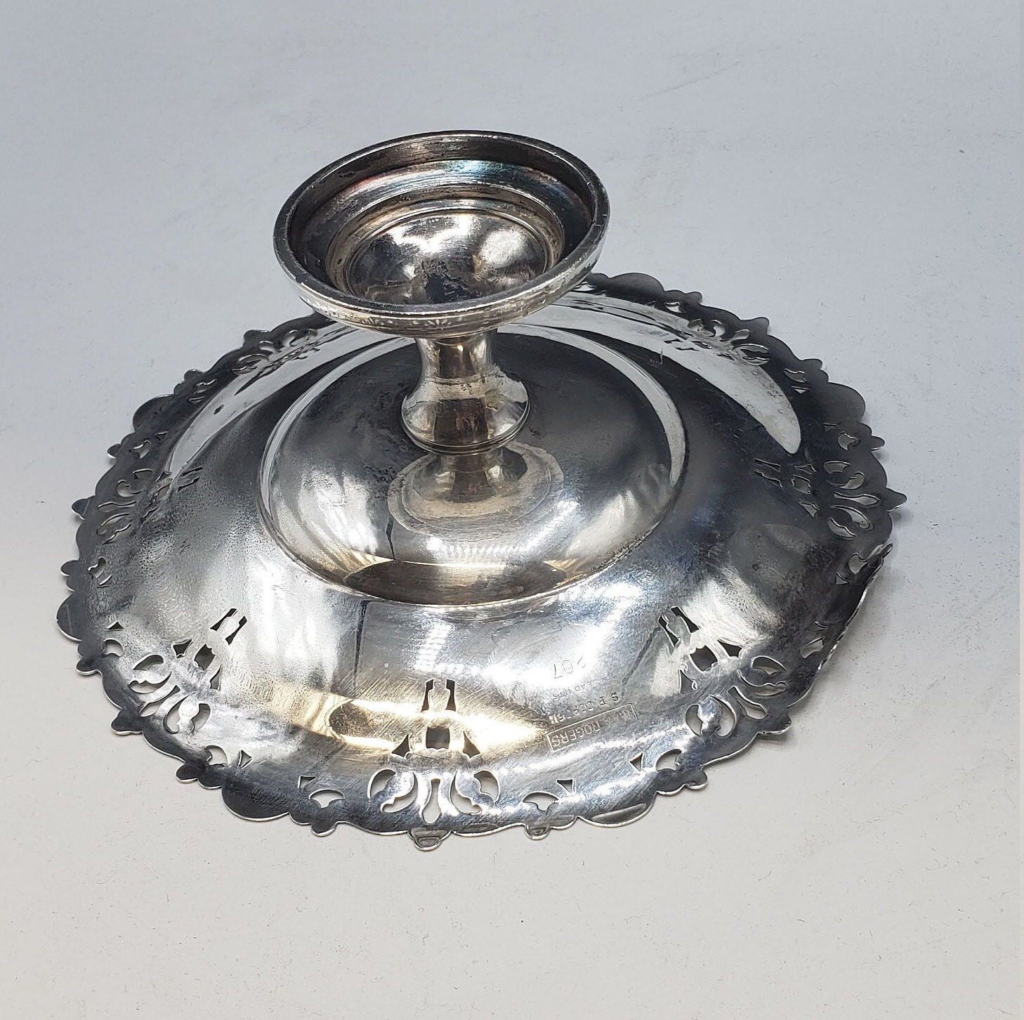 WM A Rogers Lovelace Silver on Copper Pedestal Dish 7