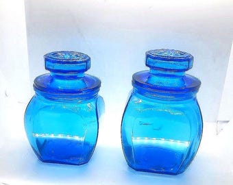 Apothecary Jars, Cobolt Blue, Canister Jars with Lids