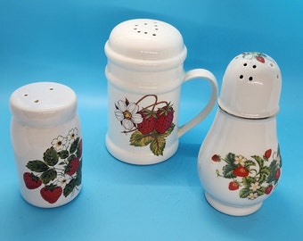Strawberry Assorted Salt Shakers, Vintage