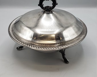 FB Rogers 1883, Silver Plated Covered Dish, 3 Pieces, Pyrex Dish