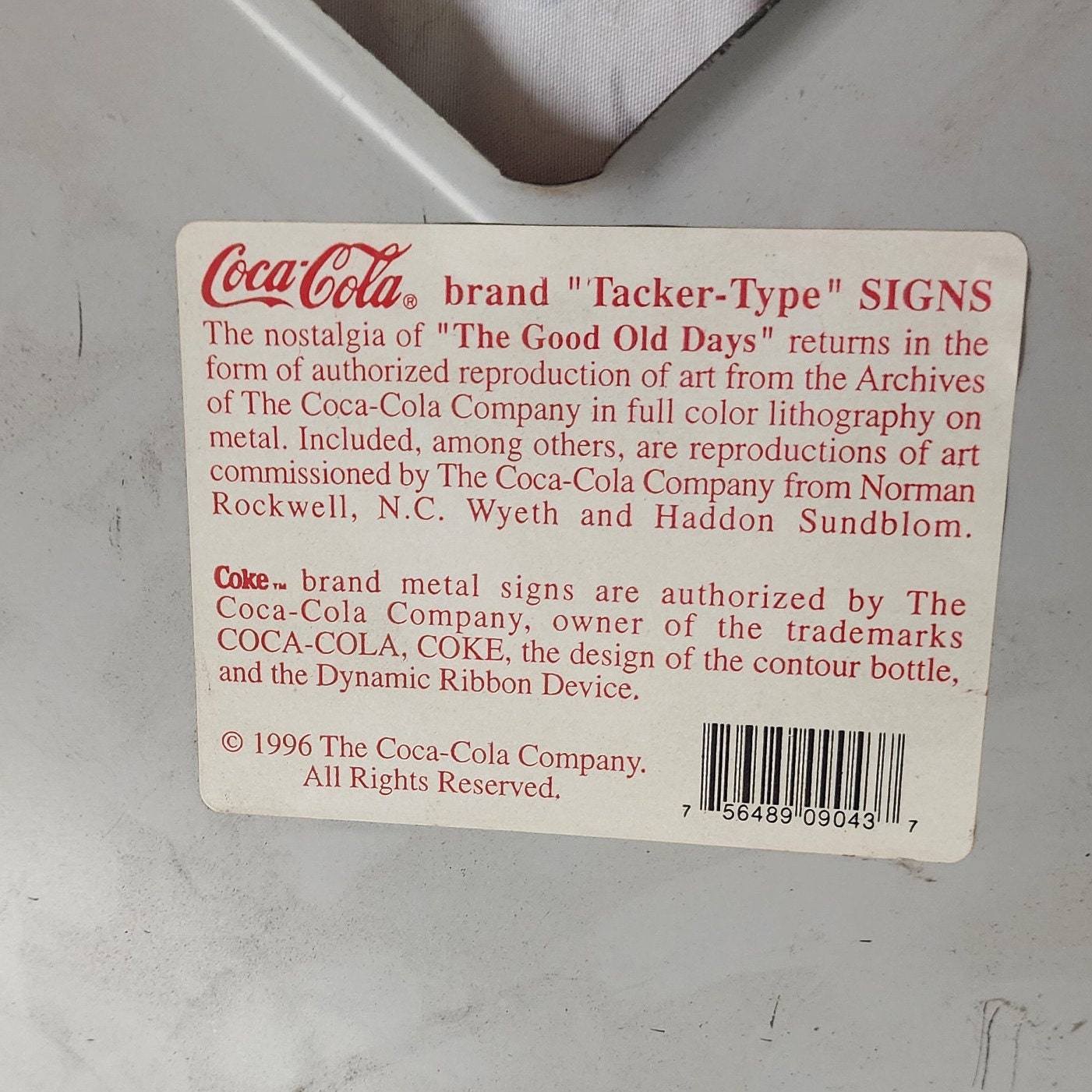 Advertising Sign, Coca Cola, Tacker Type Signs, 1996, Restaurant, Diner ...